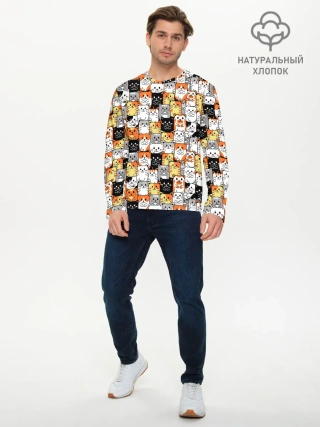 Мужской лонгслив базовый / Котики