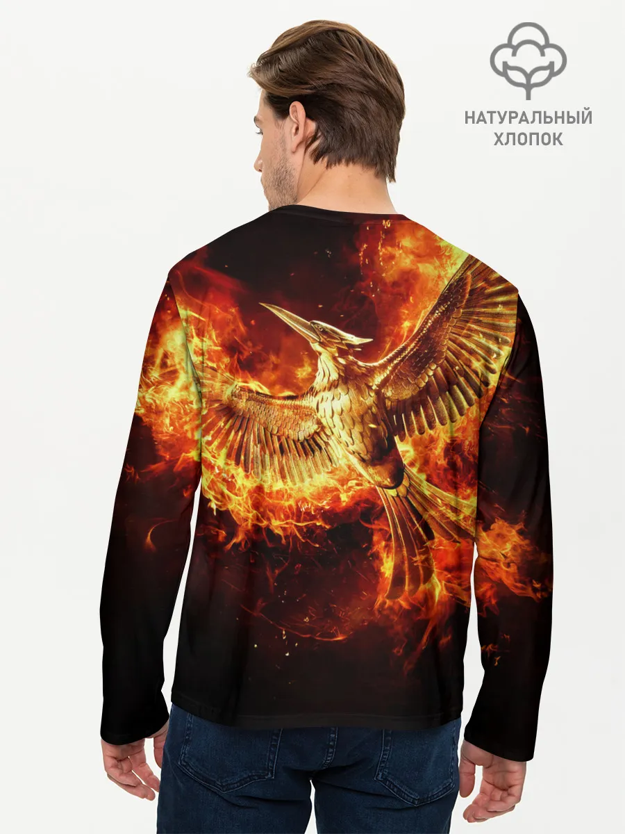 Мужской лонгслив базовый / Феникс в огне