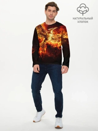 Мужской лонгслив базовый / Феникс в огне