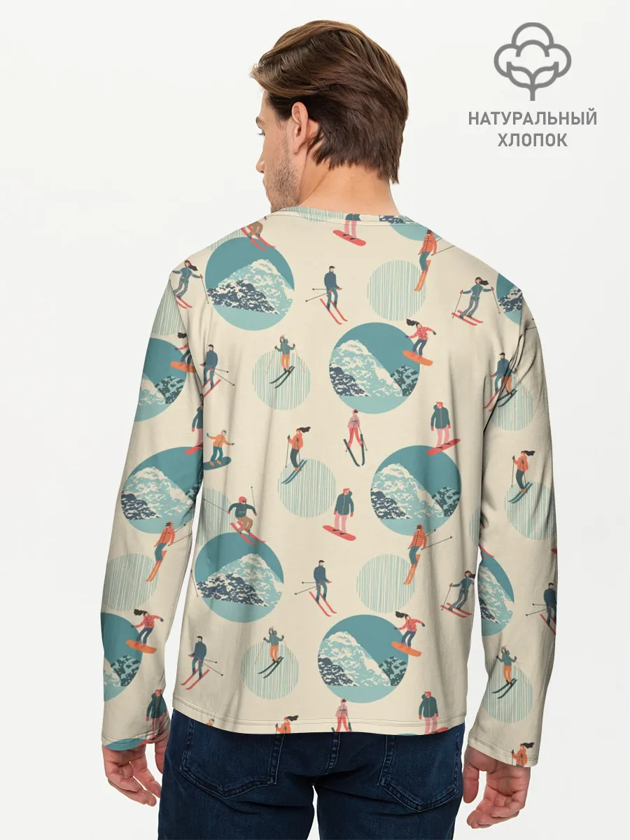 Мужской лонгслив базовый / лыжники