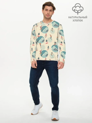 Мужской лонгслив базовый / лыжники