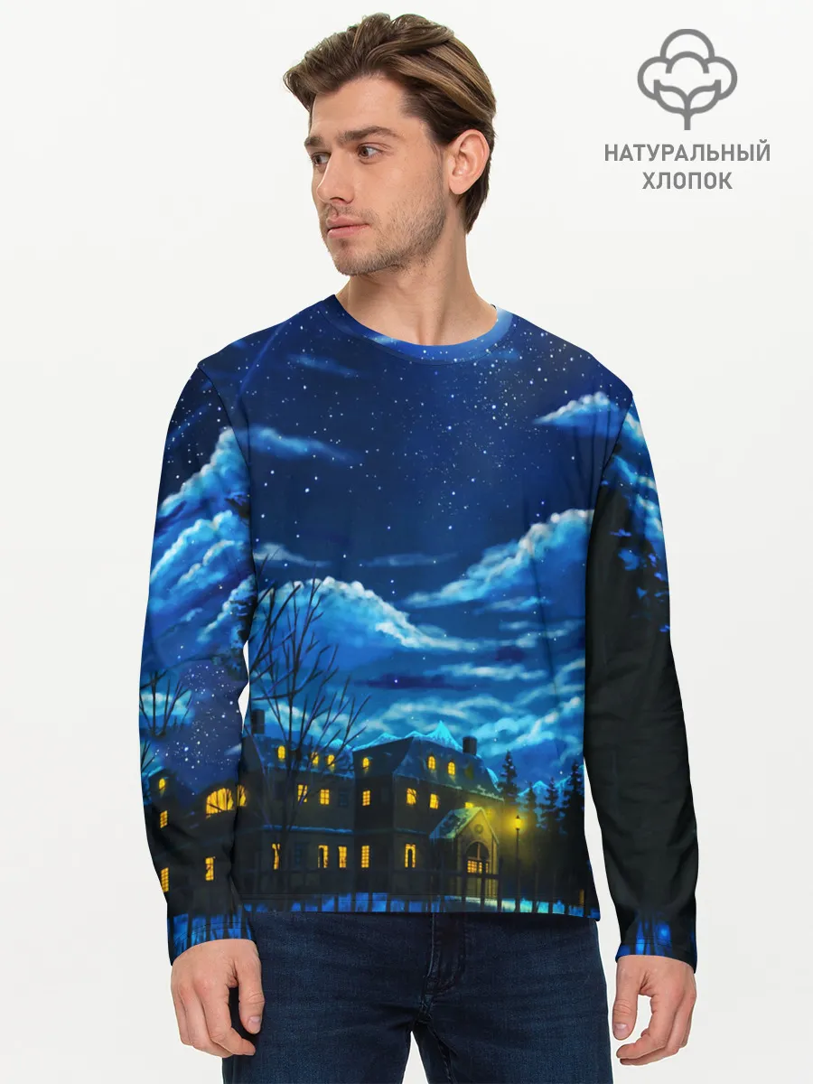 Мужской лонгслив базовый / ЗИМНЯЯ НОЧЬ