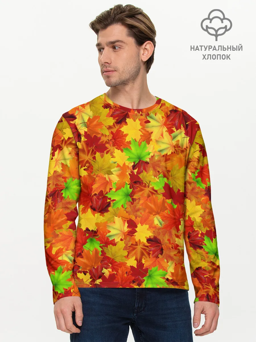 Мужской лонгслив базовый / Кленовые листья