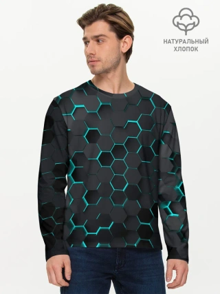 Мужской лонгслив базовый / 3D соты BLUE