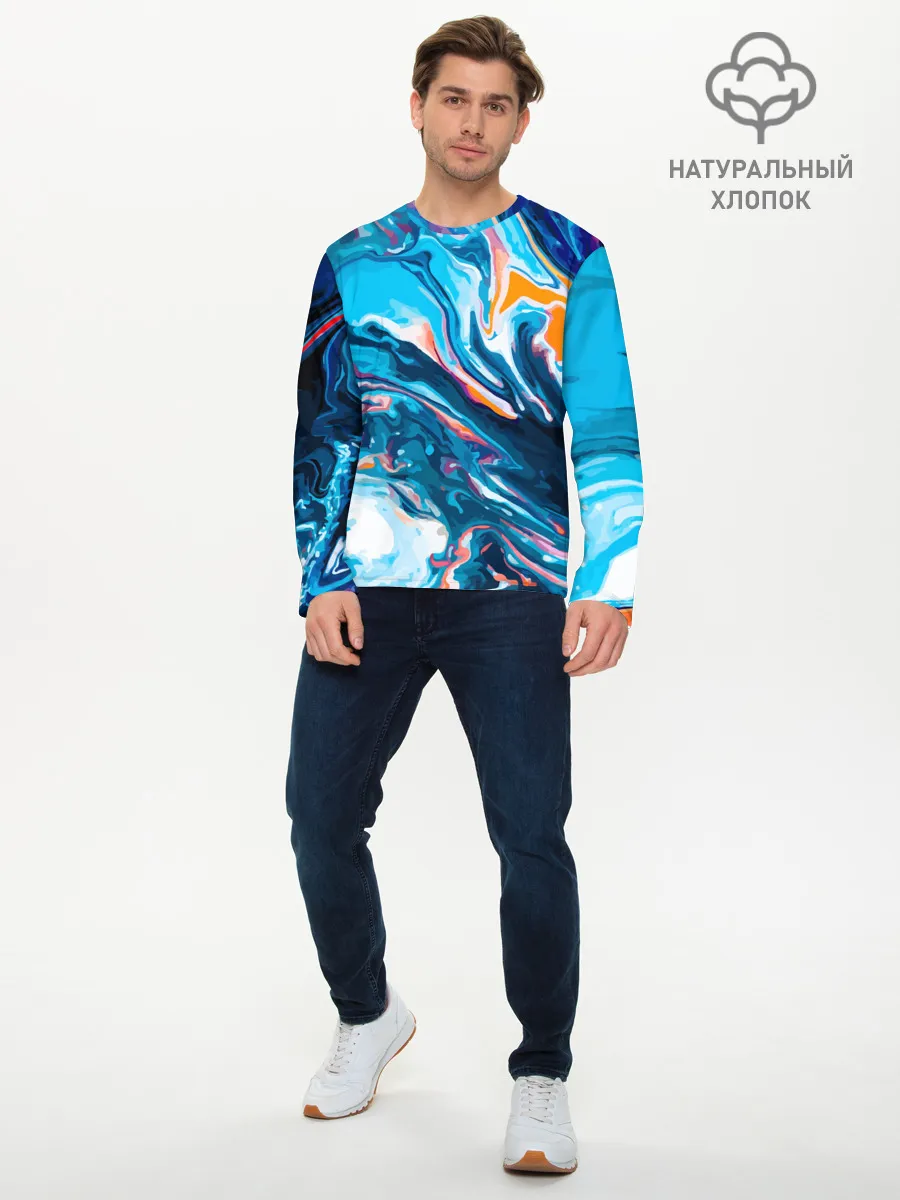 Мужской лонгслив базовый / Волны красок