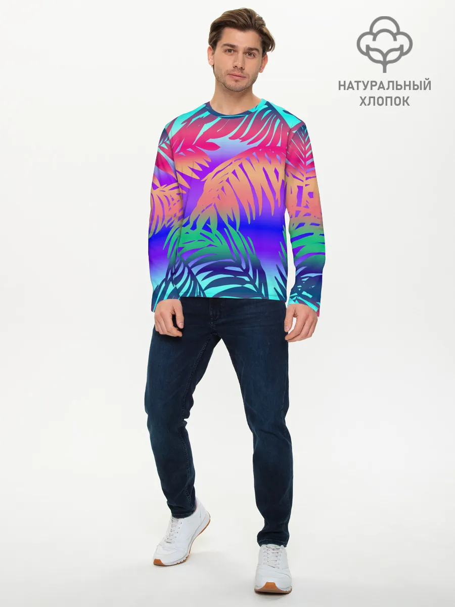 Мужской лонгслив базовый / НЕОНОВЫЕ ПАЛЬМЫ