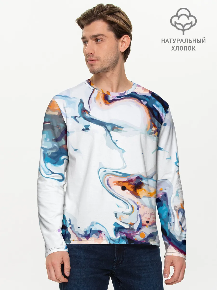 Мужской лонгслив базовый / Брызги красок