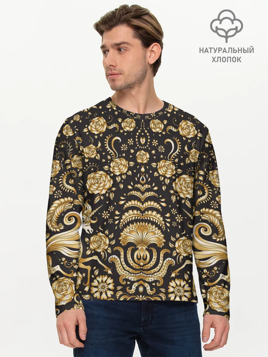 Мужской лонгслив базовый / Gold & Black