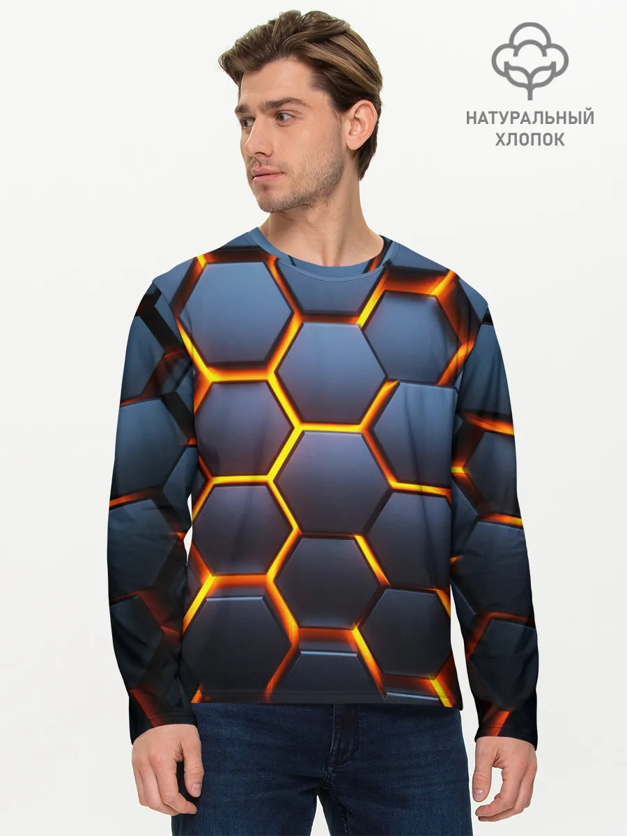 Мужской лонгслив базовый / 3D БРОНЬ