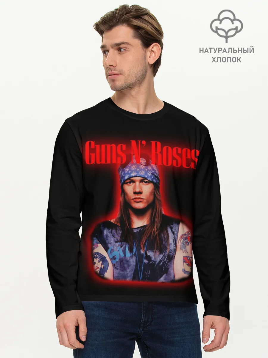 Мужской лонгслив базовый / Guns n roses + Спина