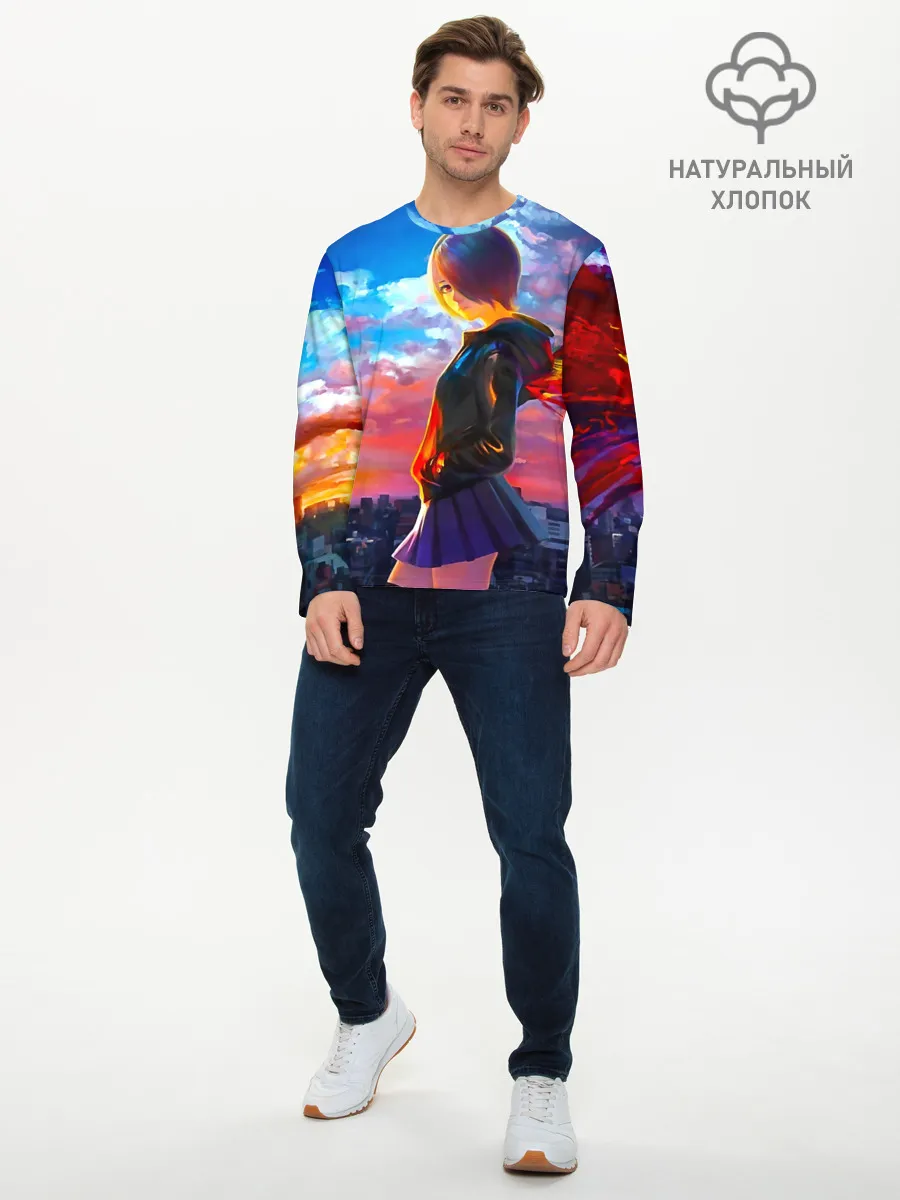 Мужской лонгслив базовый / Токийский гуль