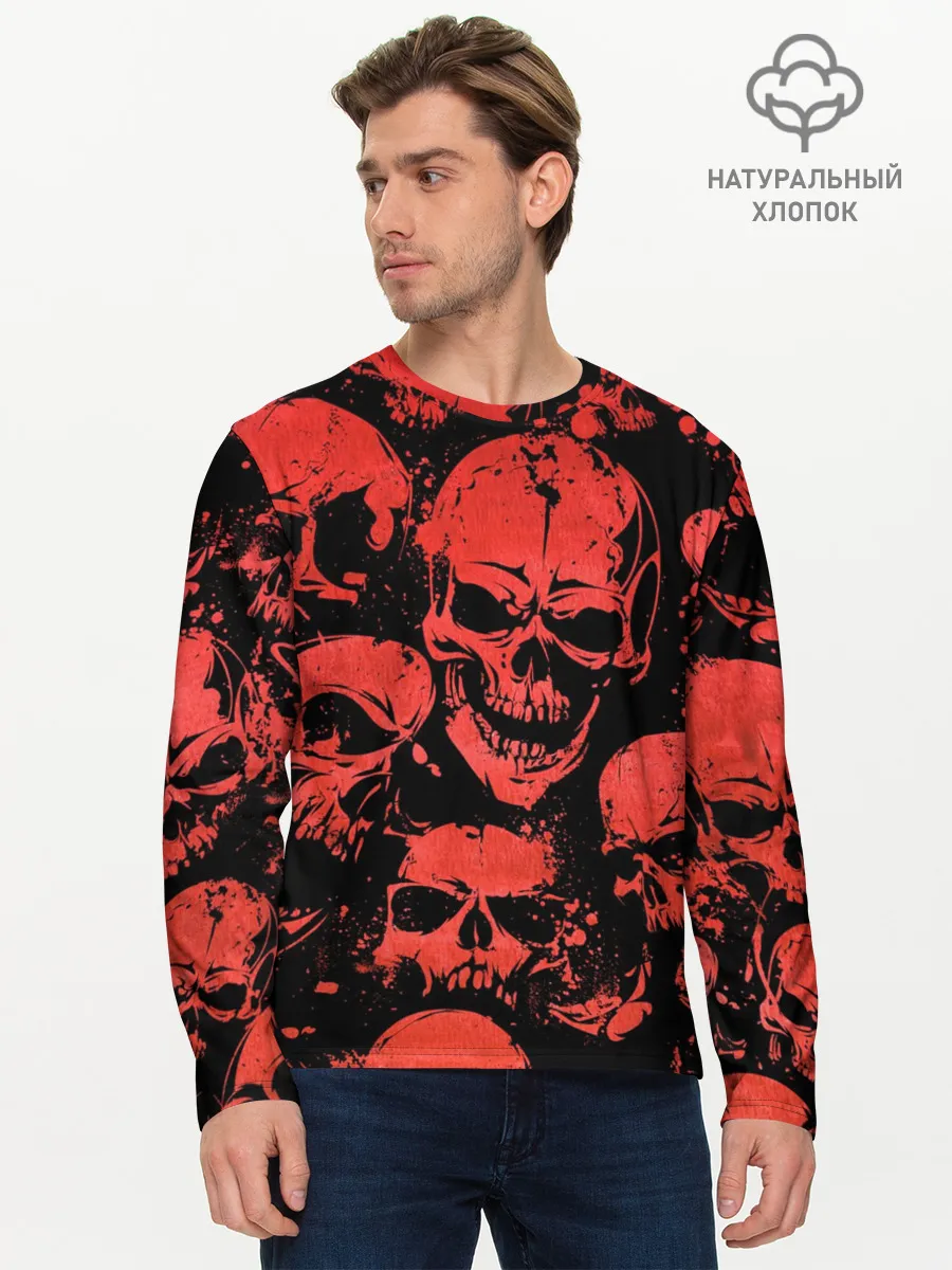 Мужской лонгслив базовый / Skulls pattern