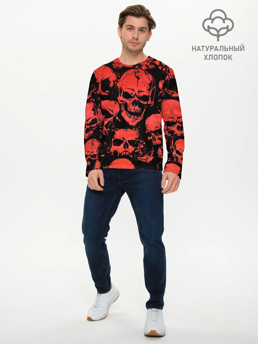 Мужской лонгслив базовый / Skulls pattern