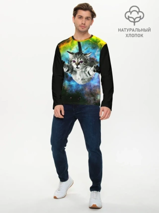 Мужской лонгслив базовый / КОСМИЧЕСКИЙ КОТ