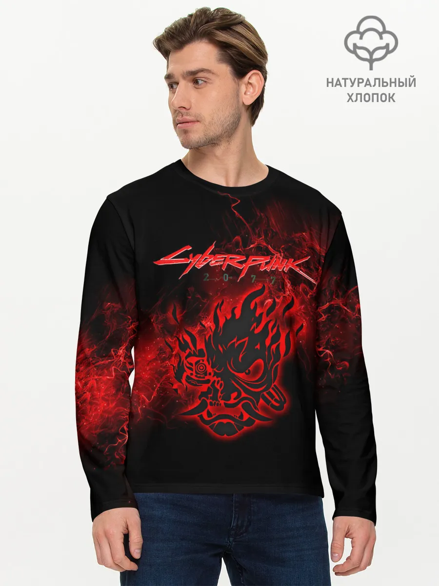 Мужской лонгслив базовый / Cyberpunk 2077.