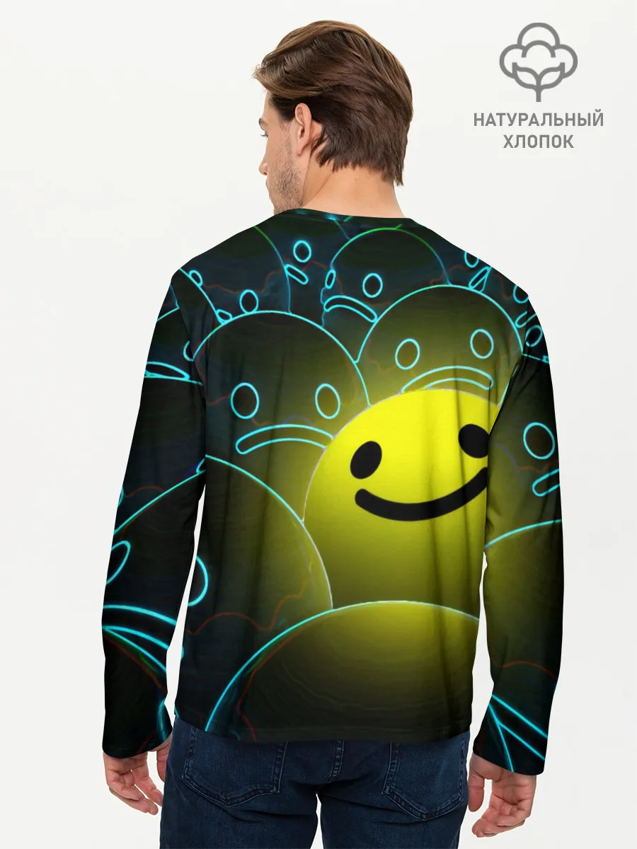 Мужской лонгслив базовый / НЕОНОВЫЕ СМАЙЛЫ