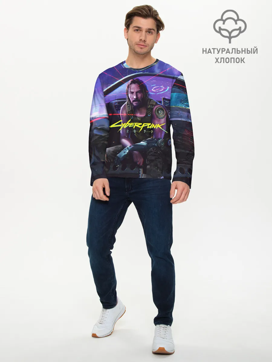 Мужской лонгслив базовый / CYBERPUNK 2077 - КИАНУ
