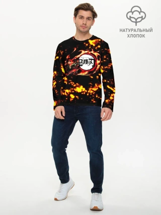 Мужской лонгслив базовый / Kimetsu no Yaiba желтое пламя