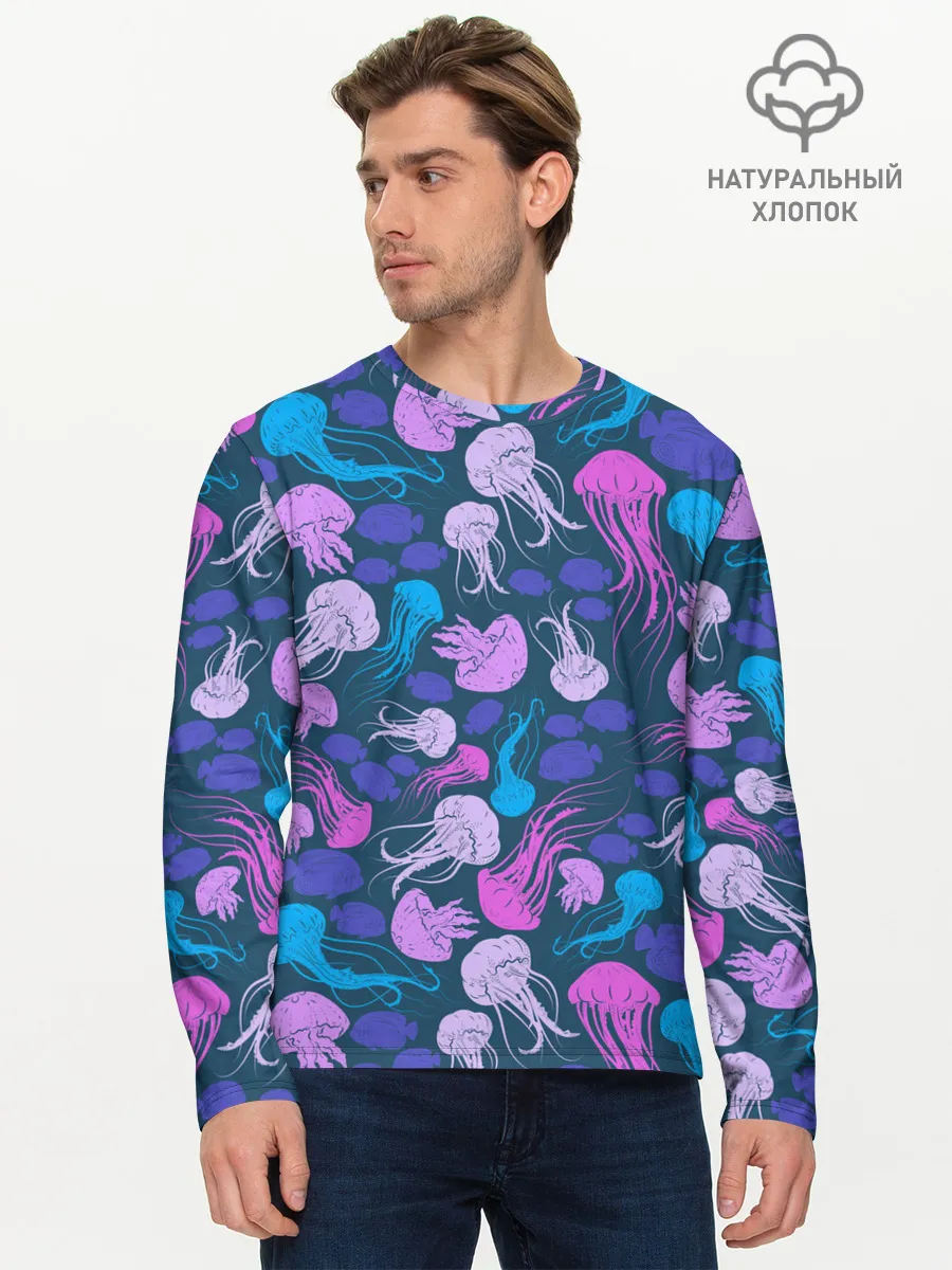 Мужской лонгслив базовый / Медузы