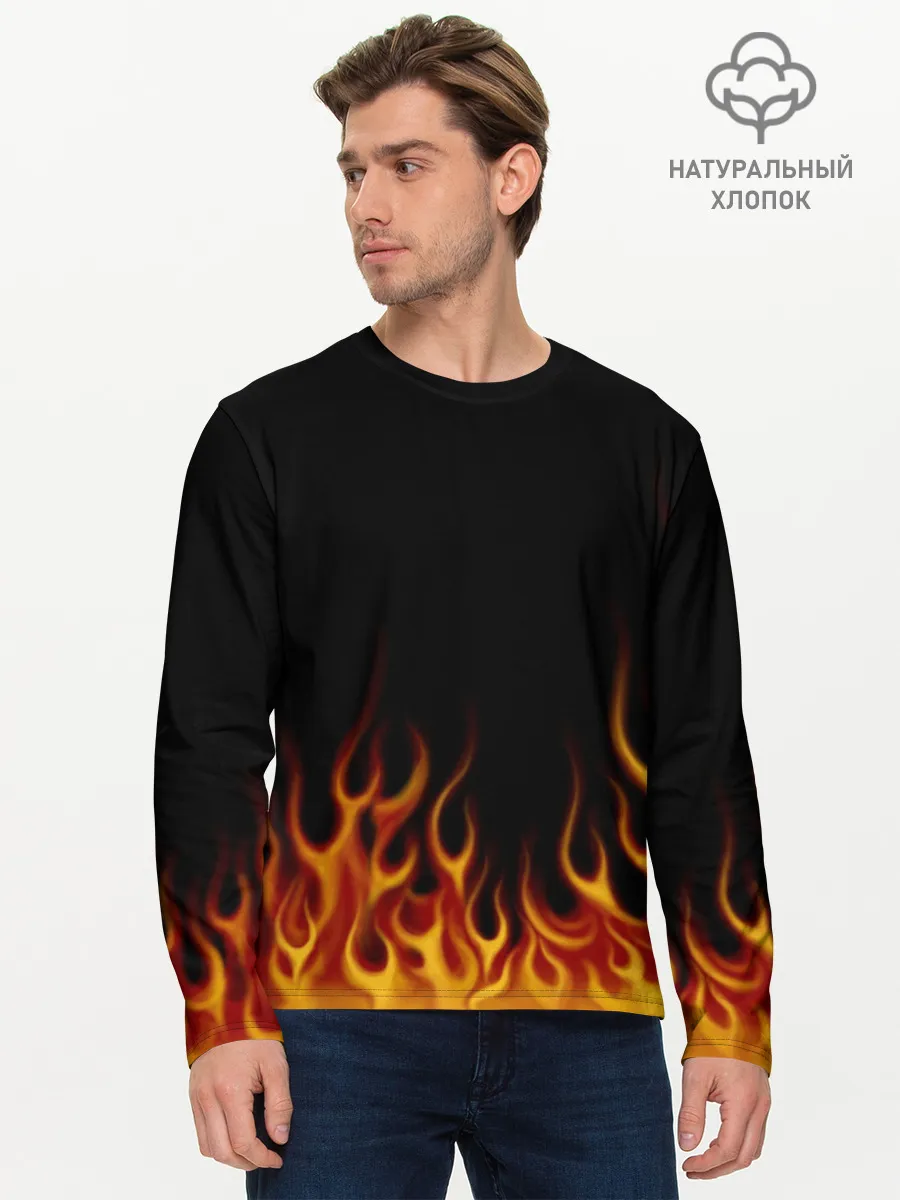 Мужской лонгслив базовый / Пламя Old School