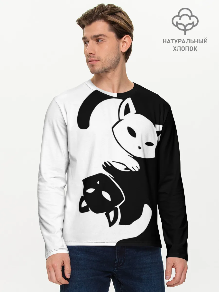 Мужской лонгслив базовый / ДВА КОТА КУВЫРКАЮТСЯ.