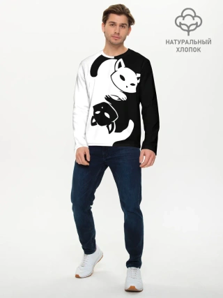 Мужской лонгслив базовый / ДВА КОТА КУВЫРКАЮТСЯ.