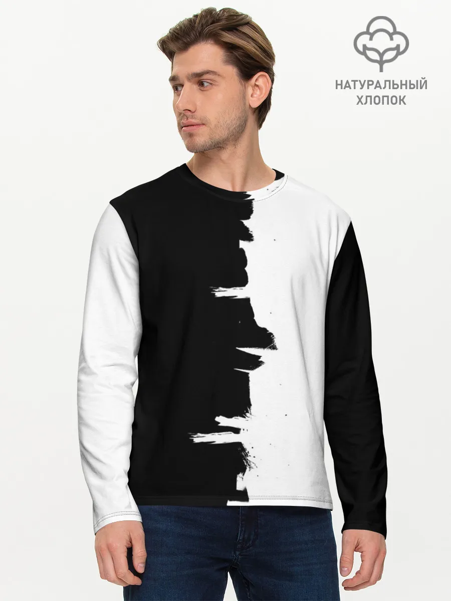 Мужской лонгслив базовый / Черным по белому