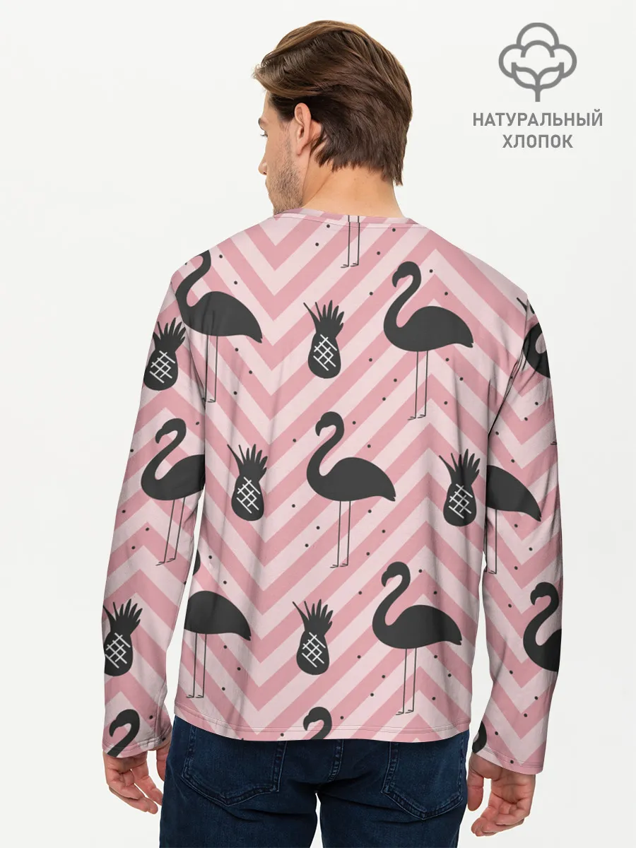 Мужской лонгслив базовый / Черный фламинго