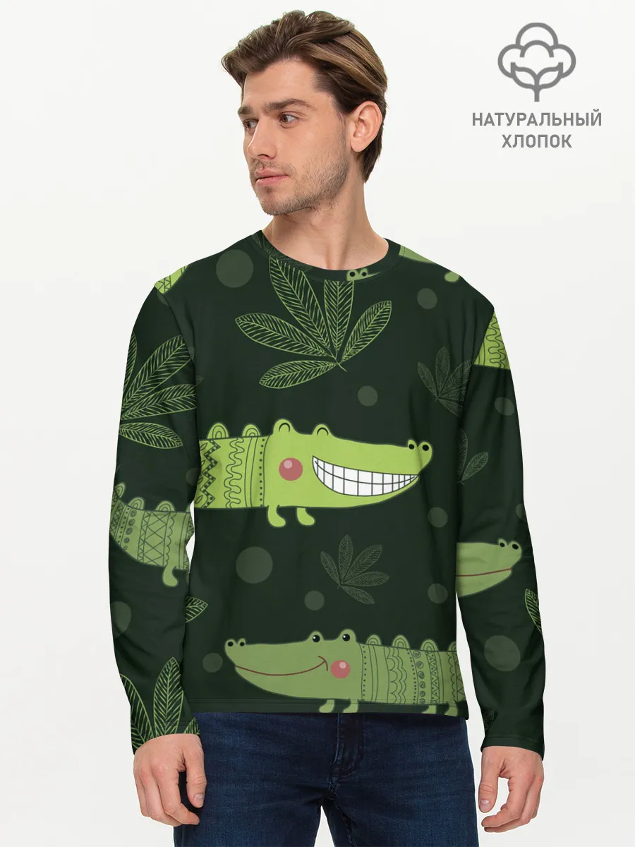 Мужской лонгслив базовый / Милый крокодил
