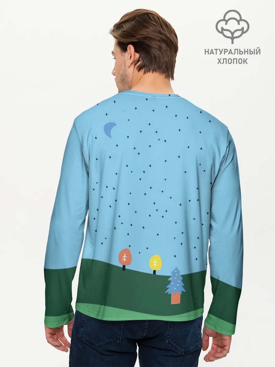 Мужской лонгслив базовый / Время приключений Ёлка