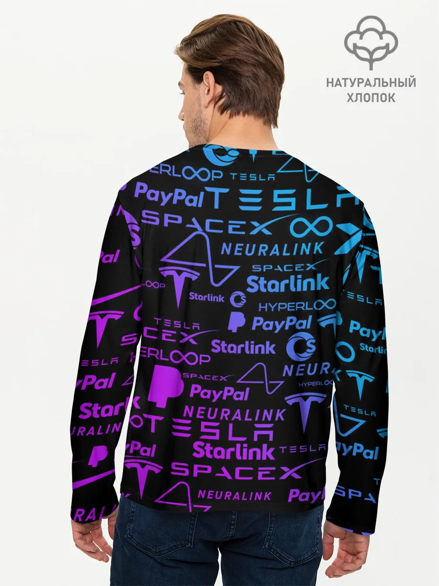 Мужской лонгслив базовый / ЛОГОТИПЫ ПРОЕКТОВ ИЛОНА МАСКА.