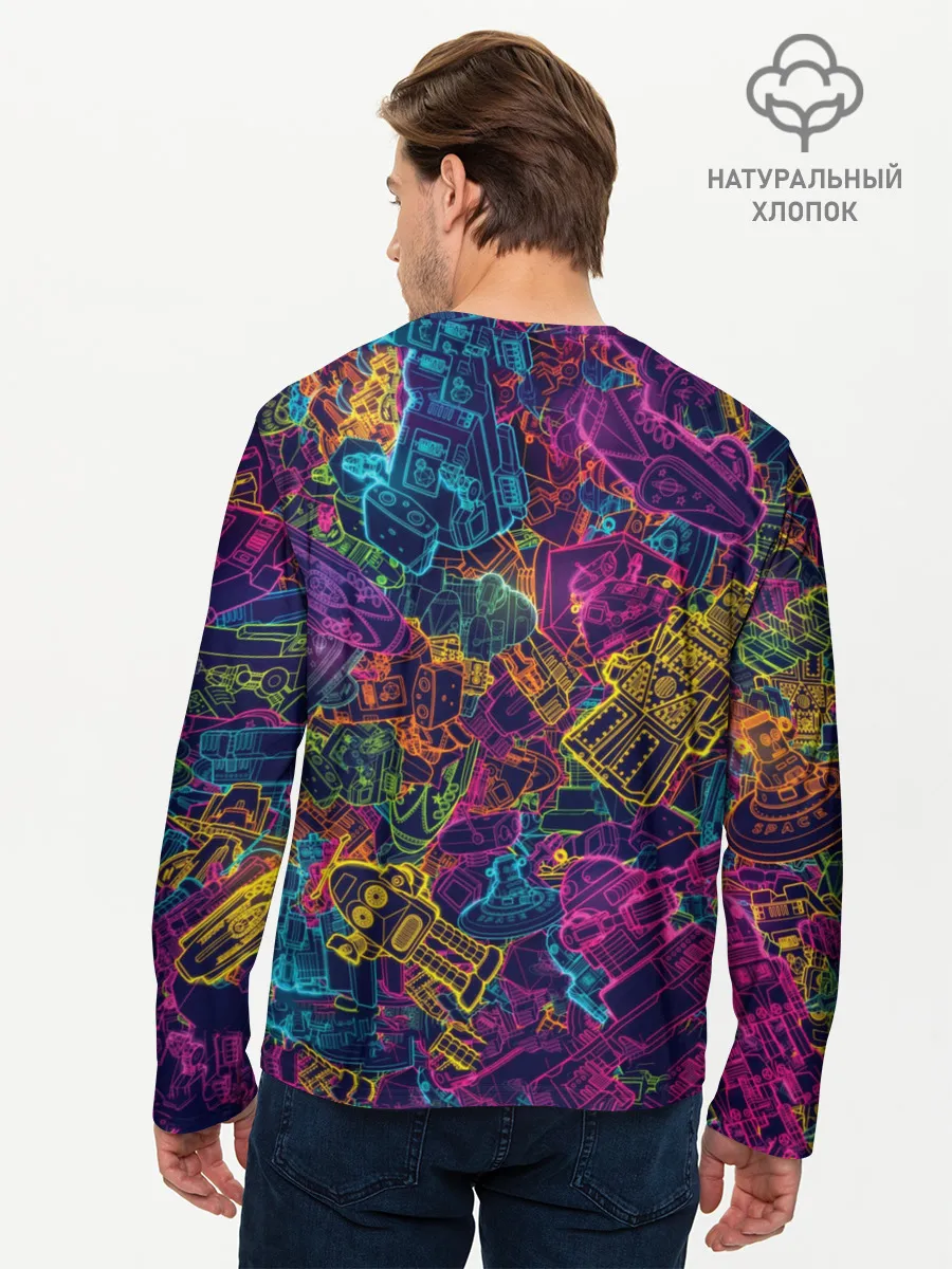 Мужской лонгслив базовый / Neon Robots