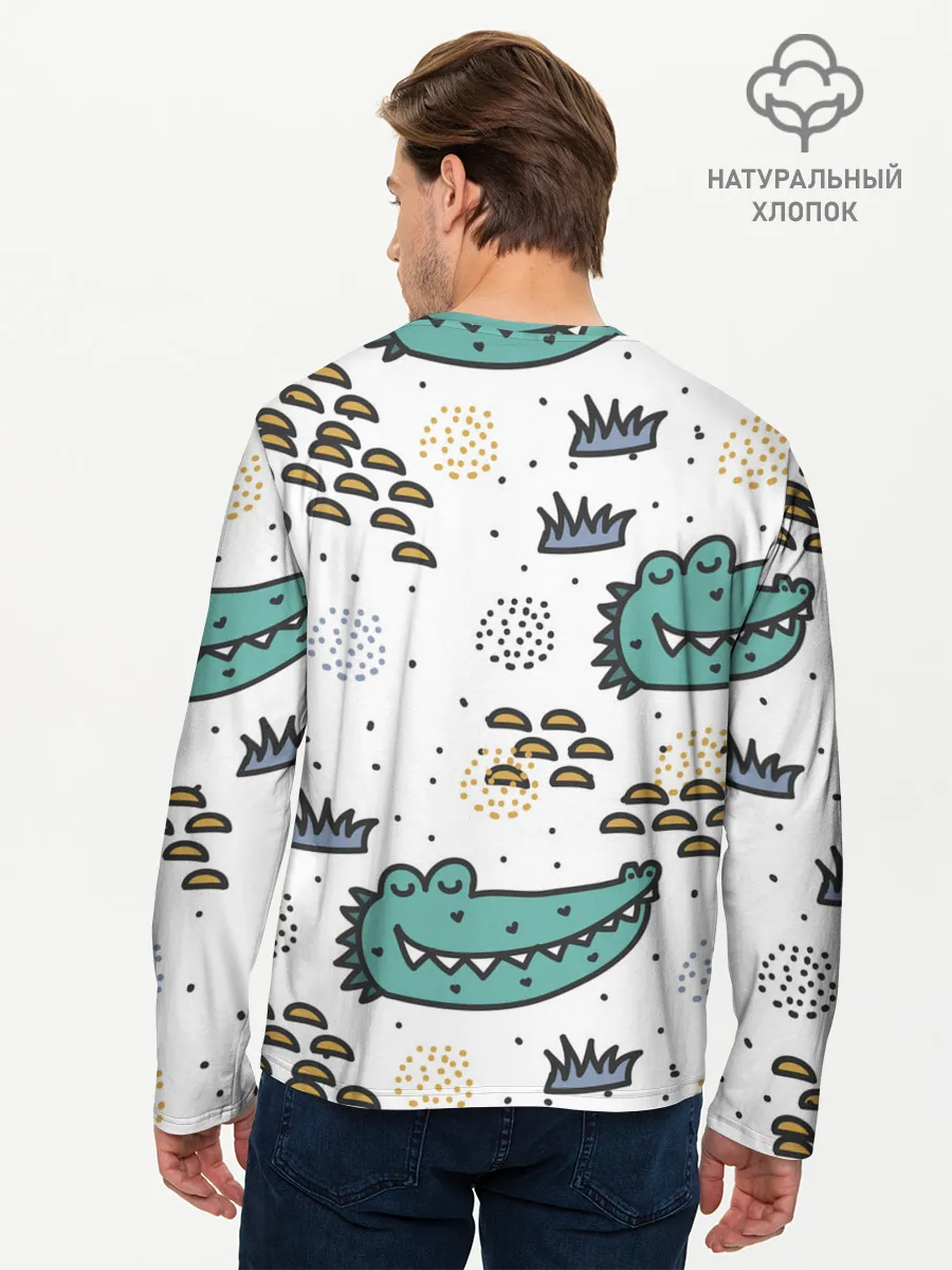 Мужской лонгслив базовый / Милый крокодил