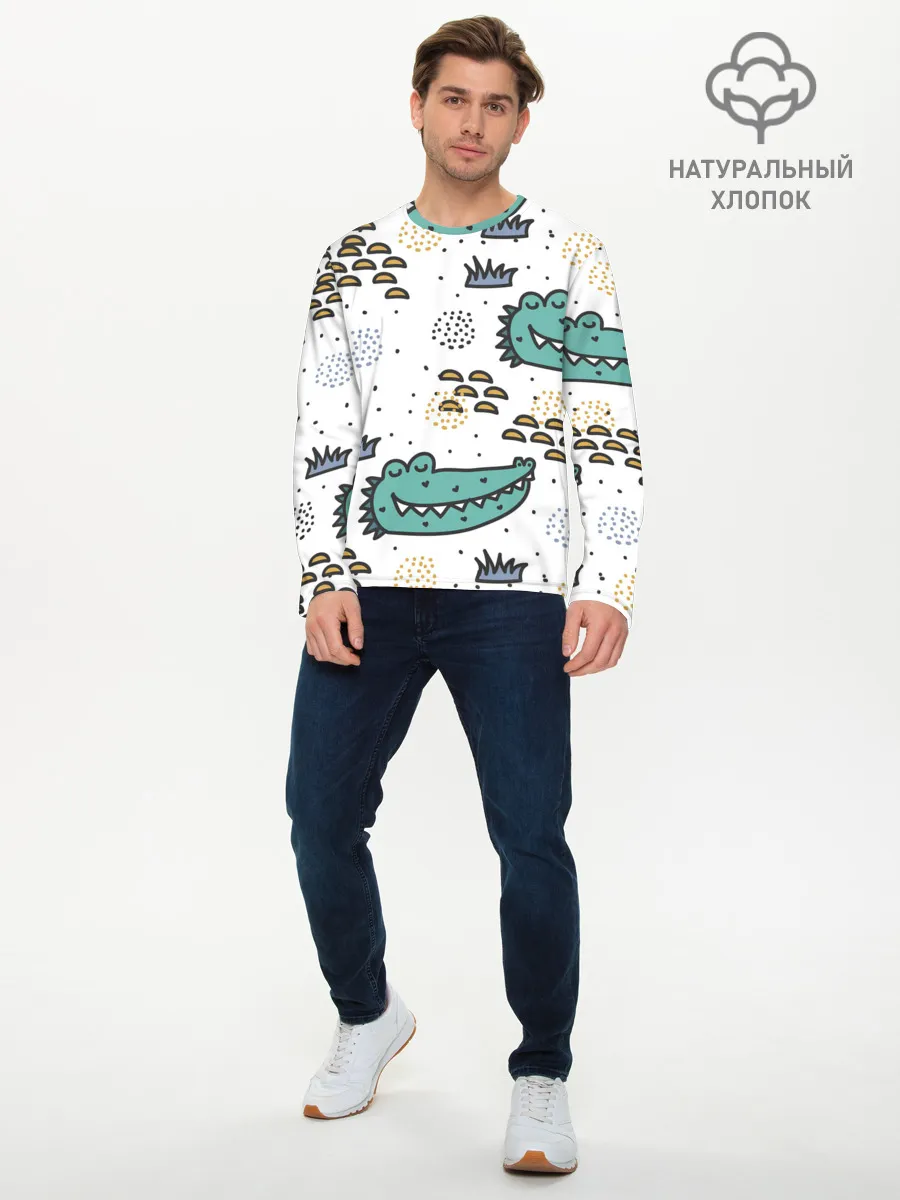 Мужской лонгслив базовый / Милый крокодил
