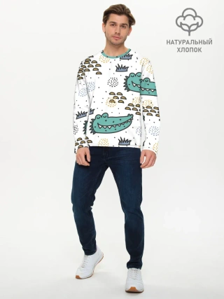 Мужской лонгслив базовый / Милый крокодил