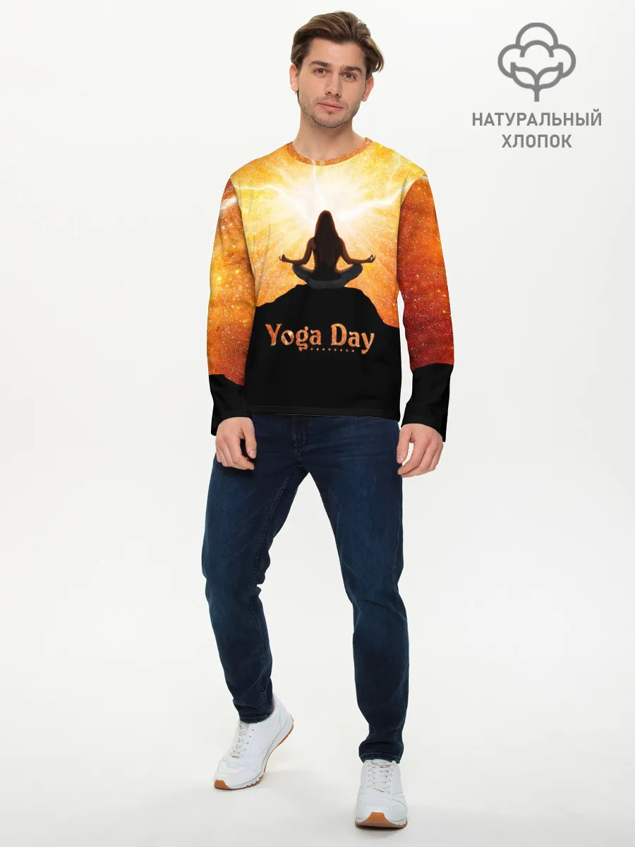 Мужской лонгслив базовый / International Yoga Day