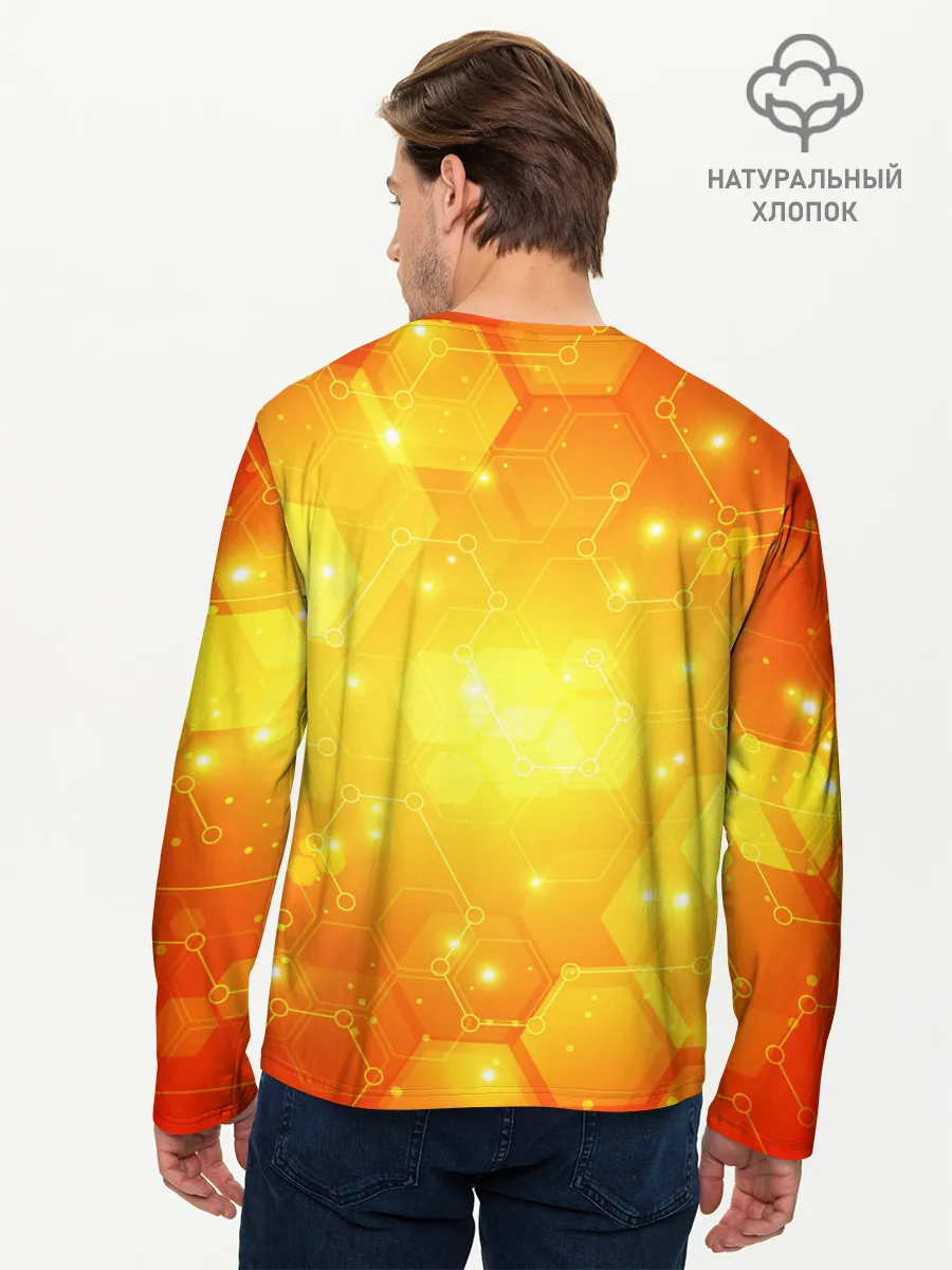 Мужской лонгслив базовый / ОРАНЖЕВЫЕ СОТЫ