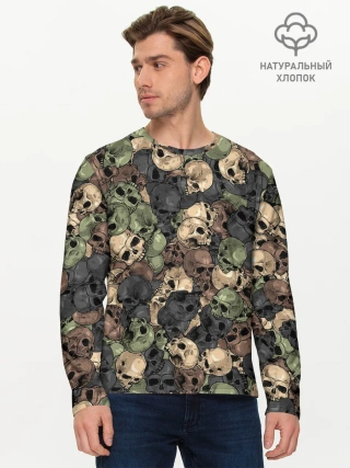 Мужской лонгслив базовый / Камуфляж с черепами