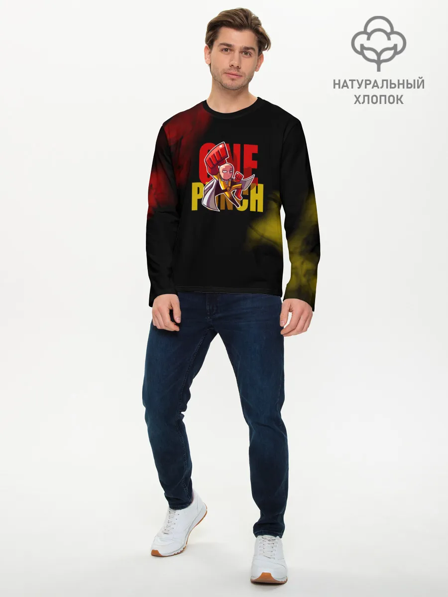 Мужской лонгслив базовый / Один удар Сайтамы