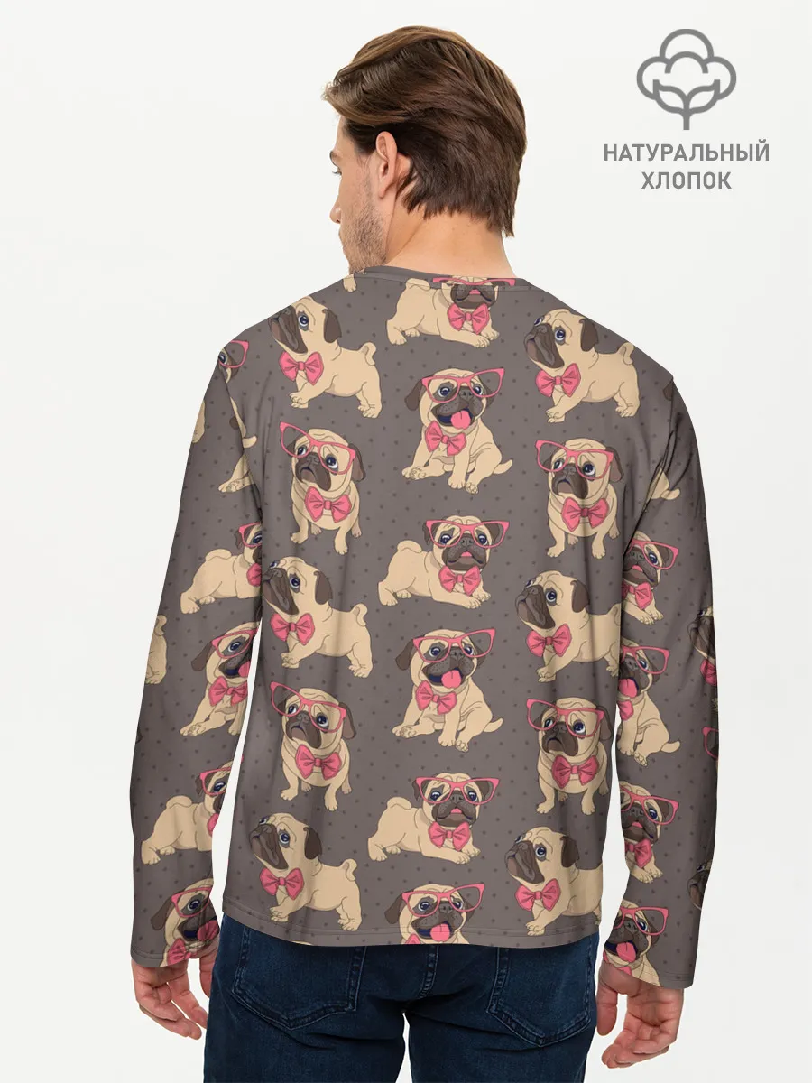 Мужской лонгслив базовый / Мопсы