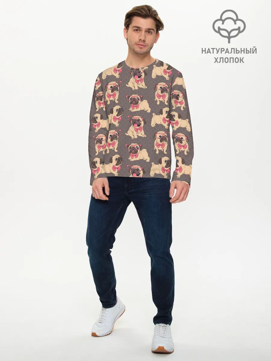 Мужской лонгслив базовый / Мопсы
