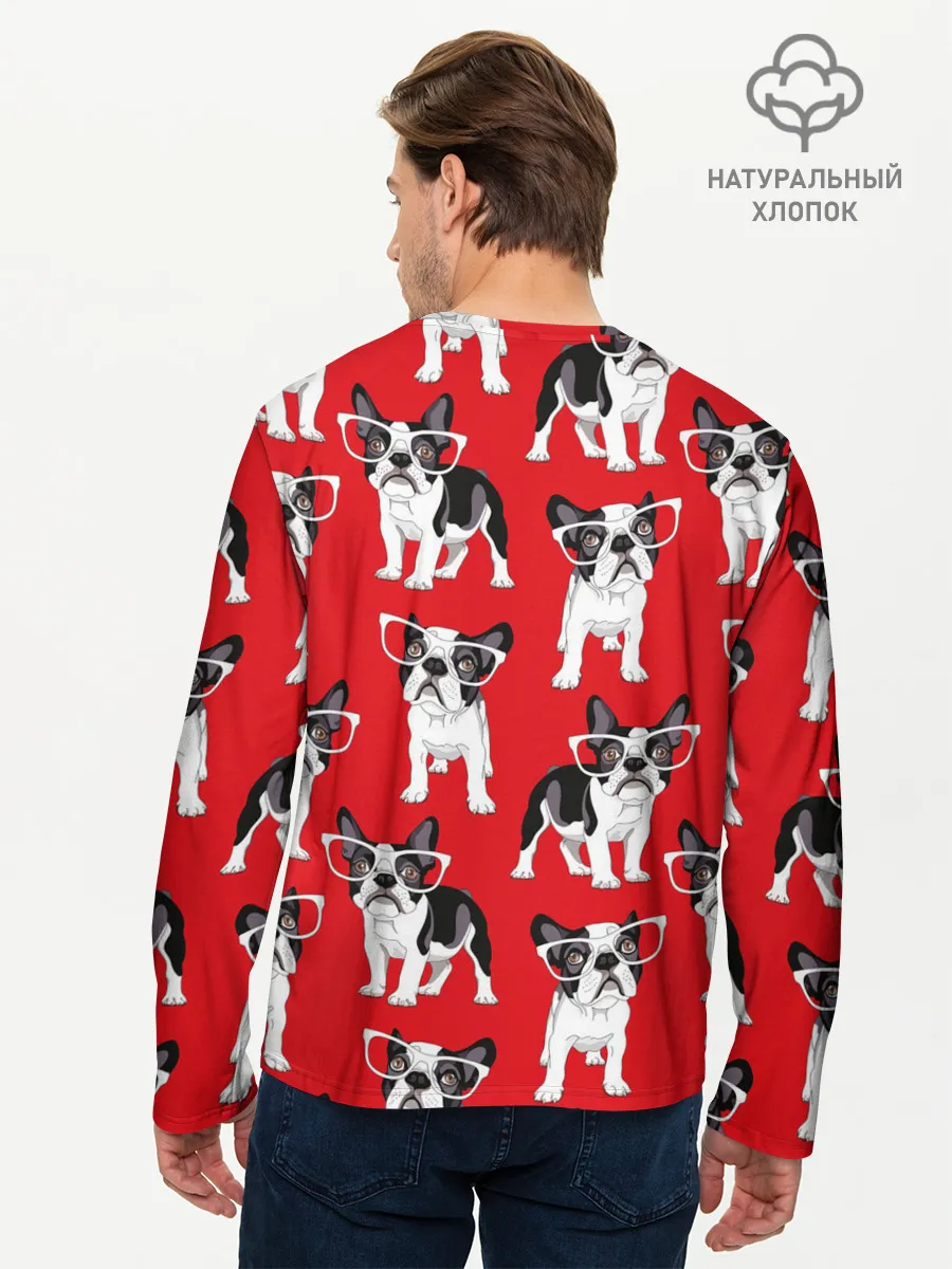 Мужской лонгслив базовый / Французские бульдоги