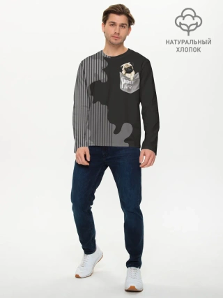 Мужской лонгслив базовый / Мопс в кармане