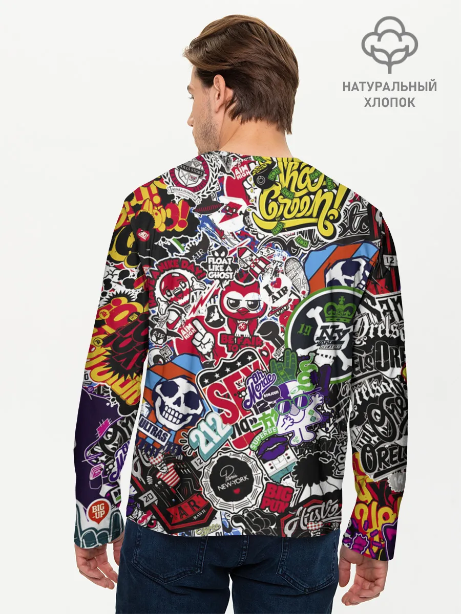 Мужской лонгслив базовый / Stickerbombing New York