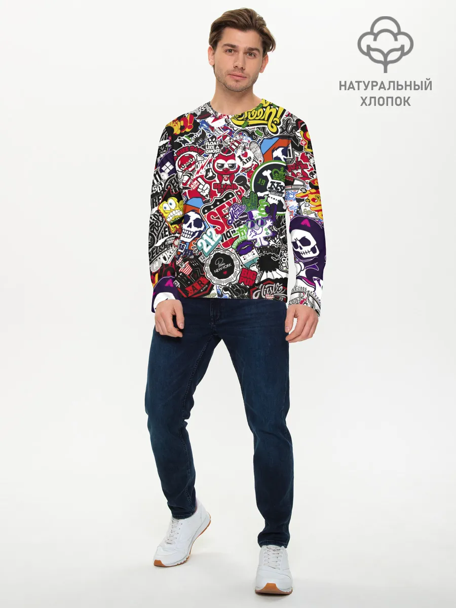 Мужской лонгслив базовый / Stickerbombing New York