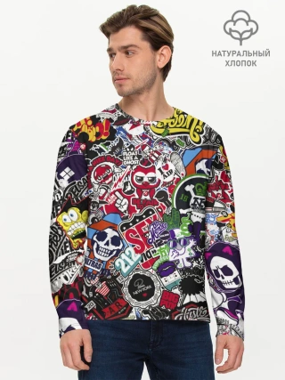 Мужской лонгслив базовый / Stickerbombing New York