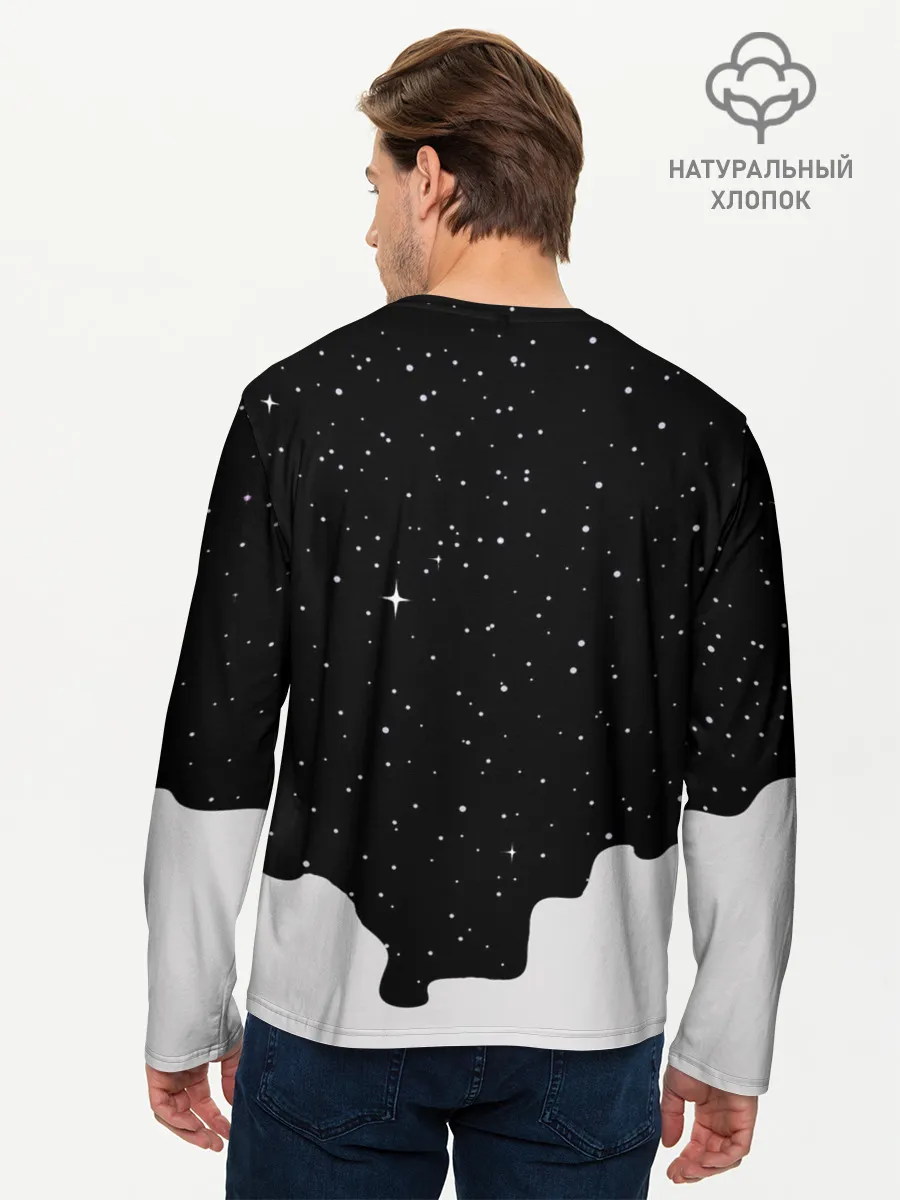 Мужской лонгслив базовый / Космический Кот