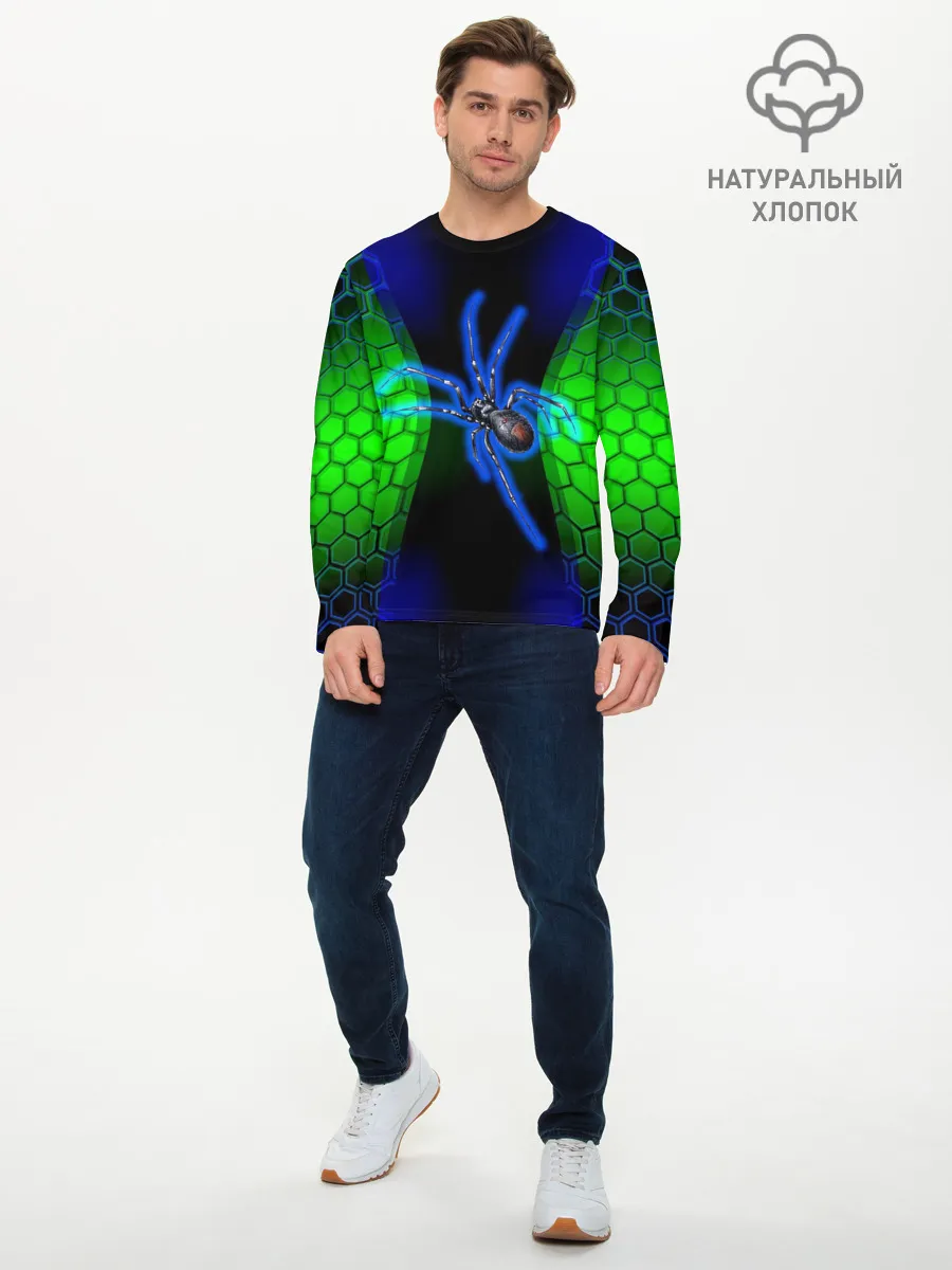 Мужской лонгслив базовый / Паук на ночной охоте