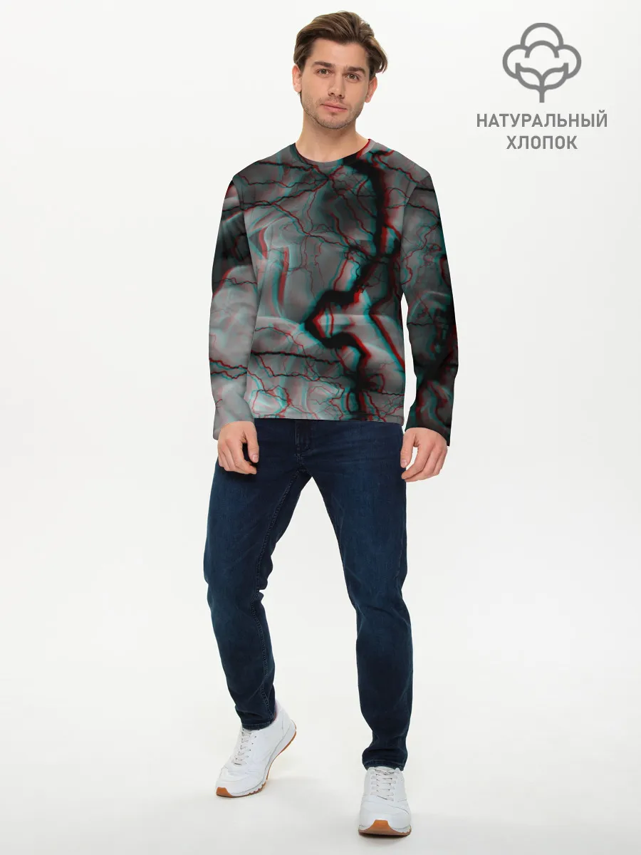 Мужской лонгслив базовый / МОЛНИИ GLITCH