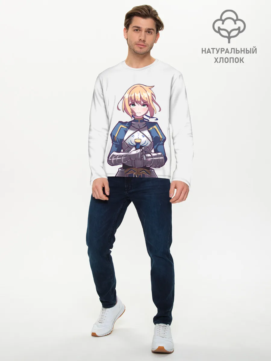 Мужской лонгслив базовый / Девушка рыцарь